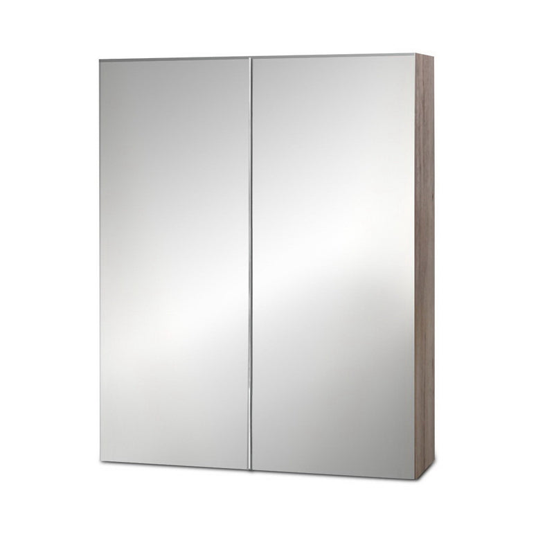 Cefito Bathroom Mirror Cabinet Vanity Medicine Shave Wooden Natural 600mm x720mm