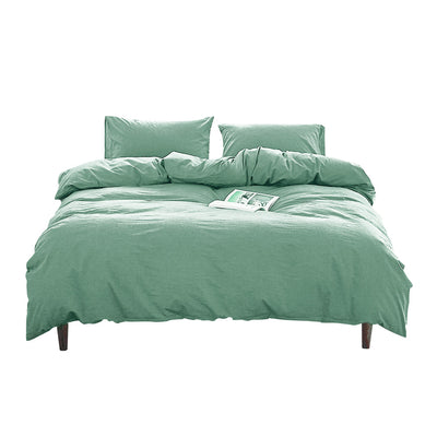 Cosy Club Washed Cotton Quilt Set Green Double