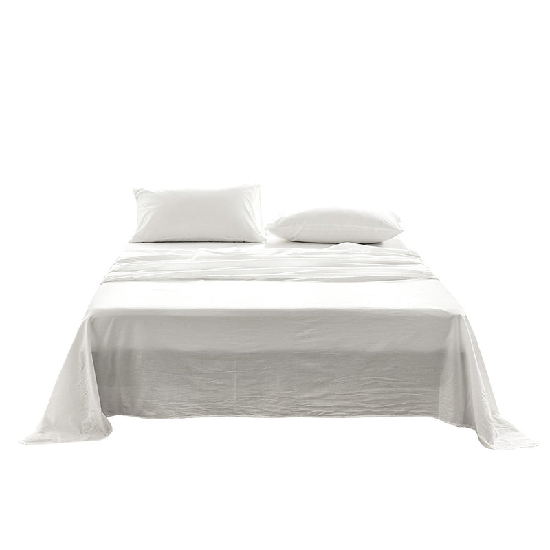 Cosy Club Washed Cotton Sheet Set White King