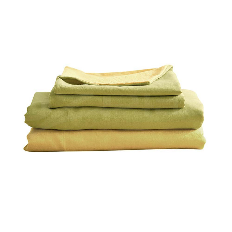 Cosy Club Washed Cotton Sheet Set Yellow Lime Queen