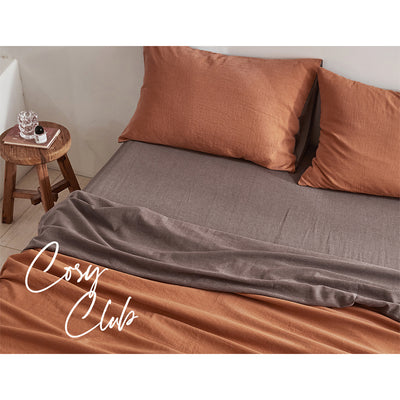 Cosy Club Sheet Set Cotton Sheets Single Orange Brown