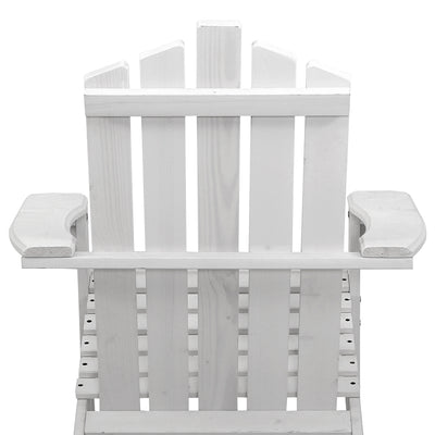 Gardeon Outdoor Sun Lounge Beach Chairs Table Setting Wooden Adirondack Patio Chair White