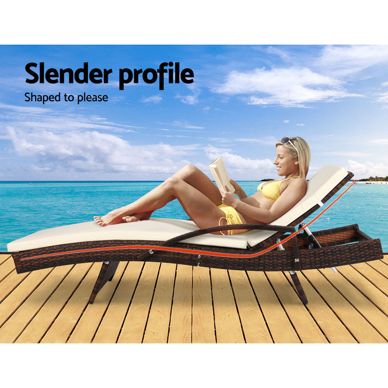 Gardeon Set of 2 Sun Lounge Outdoor Furniture Day Bed Rattan Wicker Lounger Patio