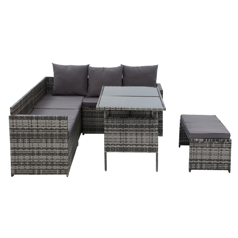 Gardeon Outdoor Furniture Dining Setting Sofa Set Wicker 8 Seater Storage Cover Mixed Grey