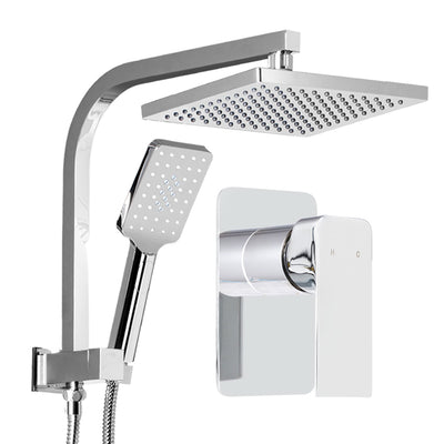 Cefito WELS 8'' Rain Shower Head Taps Square Handheld High Pressure Wall Chrome