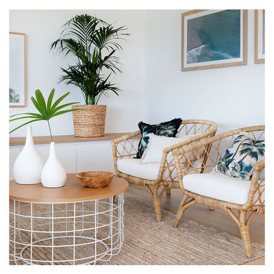 Cushion Cover-Coastal Fringe Natural-Palm Trees Natural-45cm x 45cm