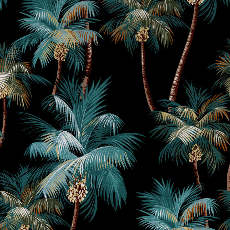 Cushion Cover-With Piping-Palm Trees Black-45cm x 45cm