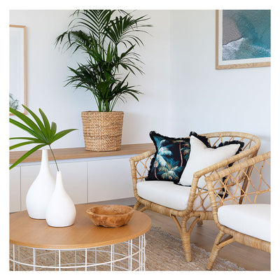 Cushion Cover-Coastal Fringe Black-Palm Trees Black-60cm x 60cm