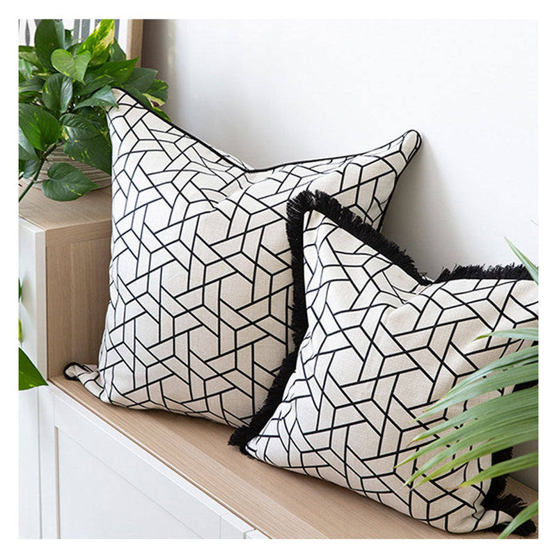 Cushion Cover-With Black Piping-Milan Black-60cm x 60cm