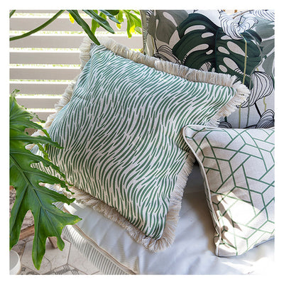 Cushion Cover-Coastal Fringe-Wild Green-60cm x 60cm