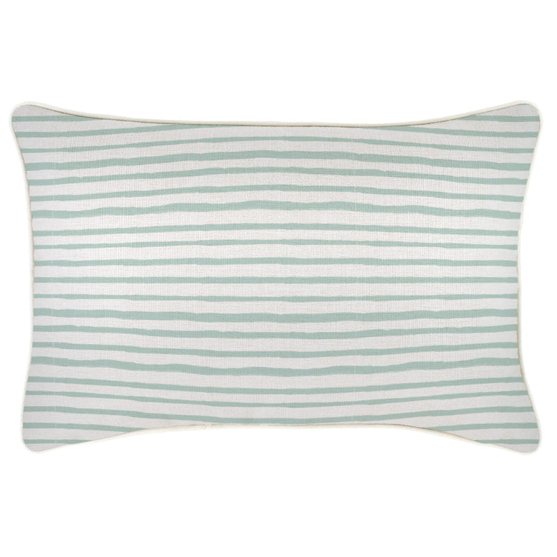 Cushion Cover-With Piping-Paint Stripes Pale Mint-35cm x 50cm