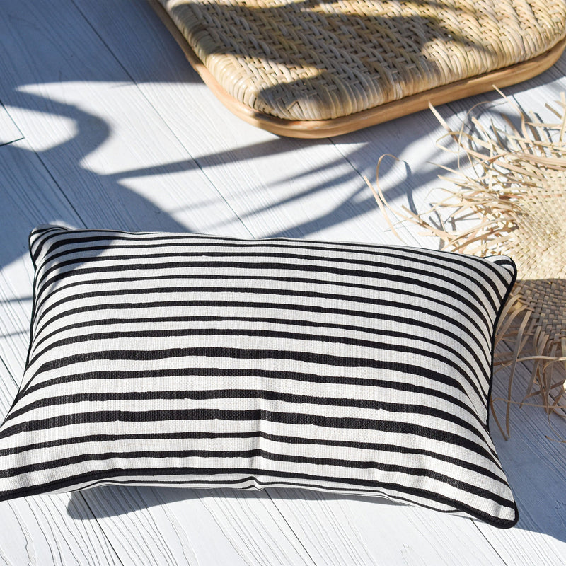 Cushion Cover-With Black Piping-Paint Stripes-35cm x 50cm