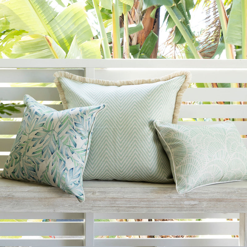 Cushion Cover-With Piping-Positano Pale Mint-35cm x 50cm