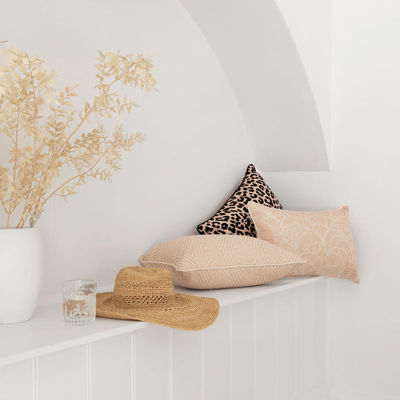 Cushion Cover-With Black Piping-Jungle Peach-45cm x 45cm