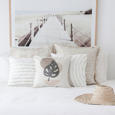 Cushion Cover-With Piping-Tall-Palms-Beige-60cm x 60cm