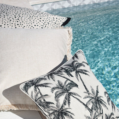 Cushion Cover-Coastal Fringe Black-Lunar-60cm x 60cm