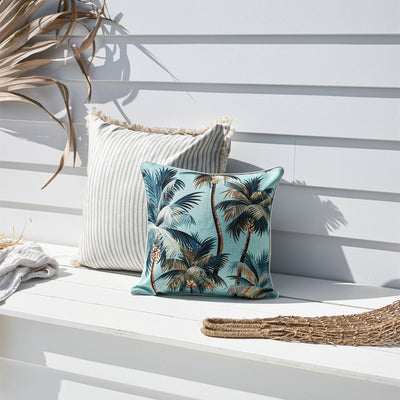 Cushion Cover-Coastal Fringe-Paint Stripes Smoke-60cm x 60cm