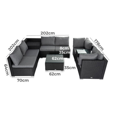 Modular Outdoor Lounge Set &#8211; 9pcs Sofa, Armchairs and Coffee Table