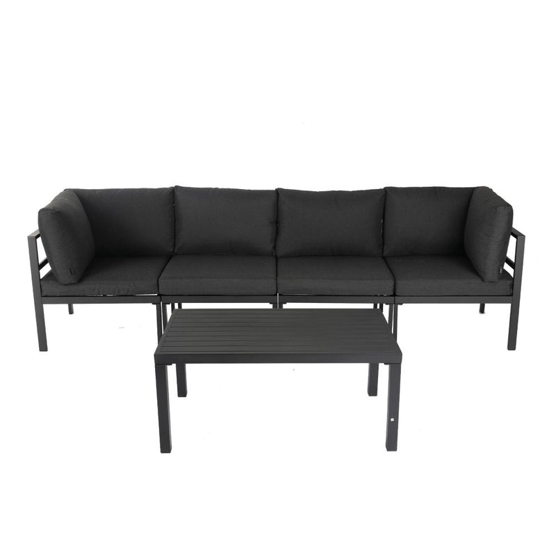 Outdoor Black Minimalist 5 Piece Lounge Set