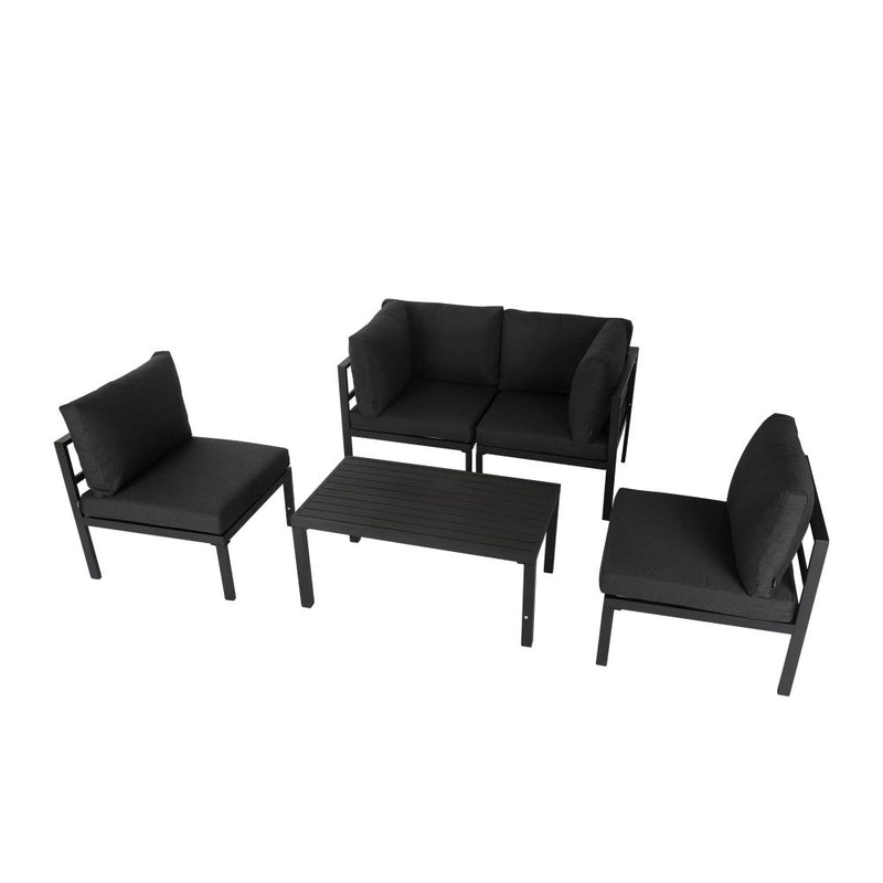 Outdoor 5 Piece Black Couch Set