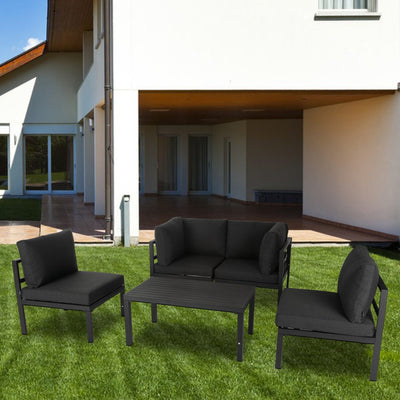 Outdoor 5 Piece Black Couch Set