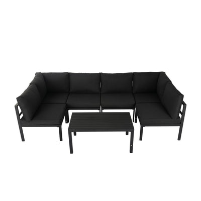 Outdoor Minimalist Black 7-Piece Lounge Set