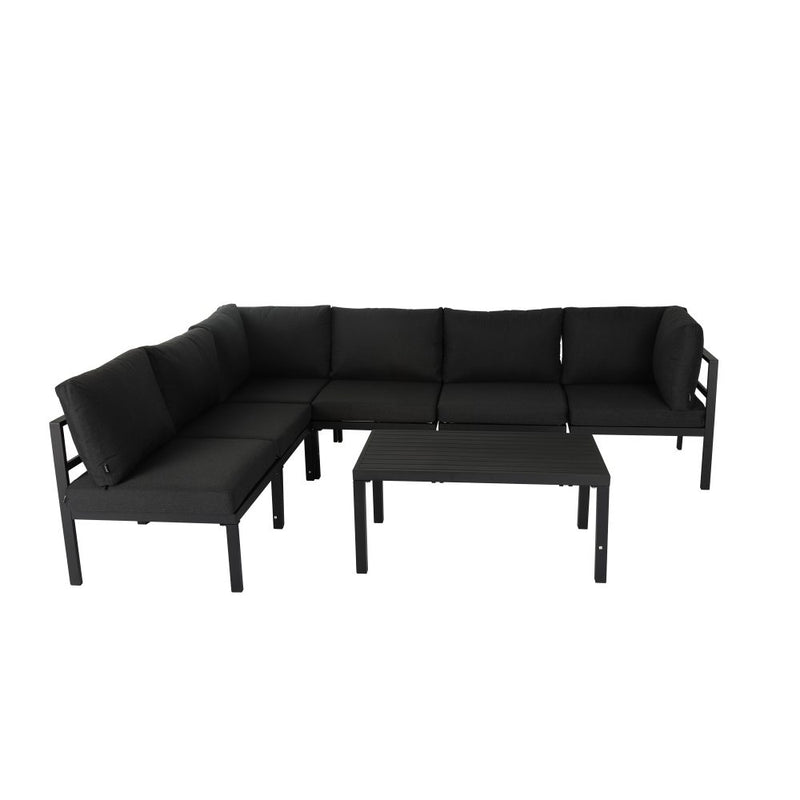 Outdoor Minimalist Black 7-Piece Lounge Set