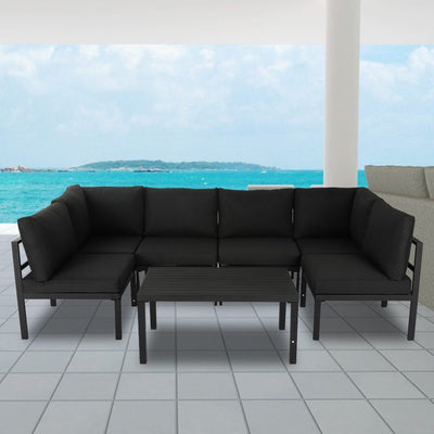 Outdoor Minimalist Black 7-Piece Lounge Set