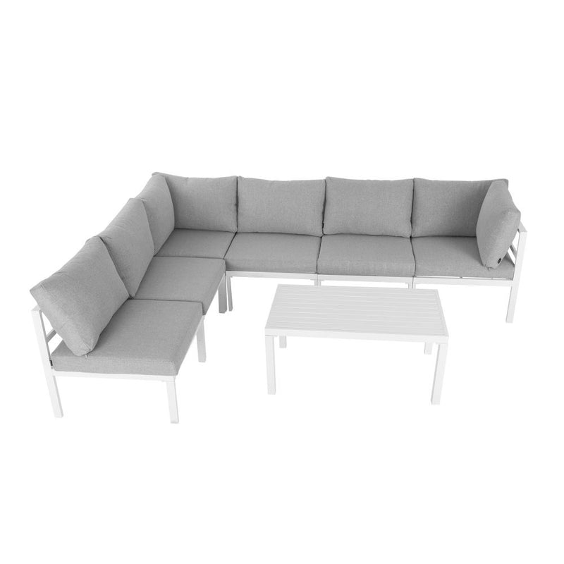 Outdoor White Modern 7 Piece Lounge Set