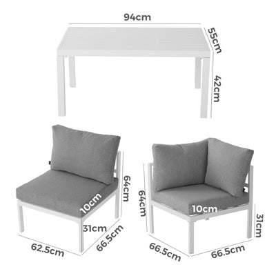 Outdoor White Modern 7 Piece Lounge Set