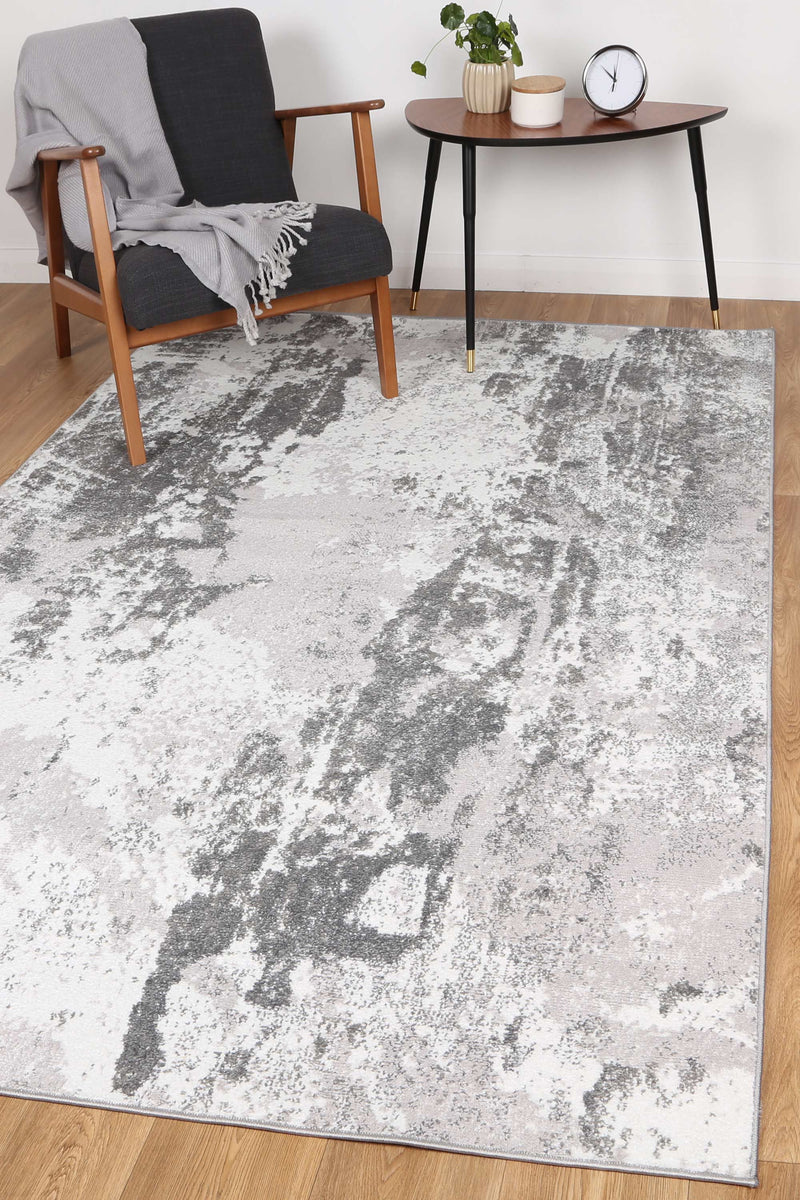 Ermina Modern Abstract Light Grey Rug 200x290cm