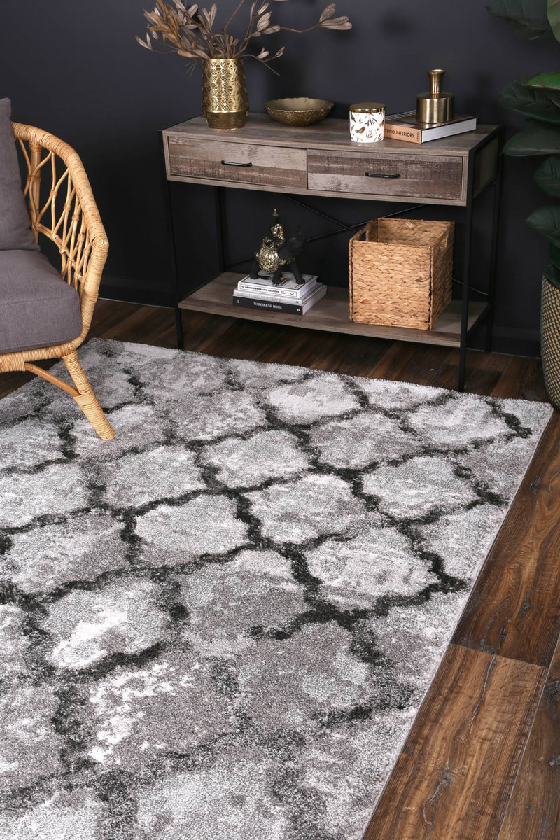 Yuzil Grey Lattice Rug 120x170cm