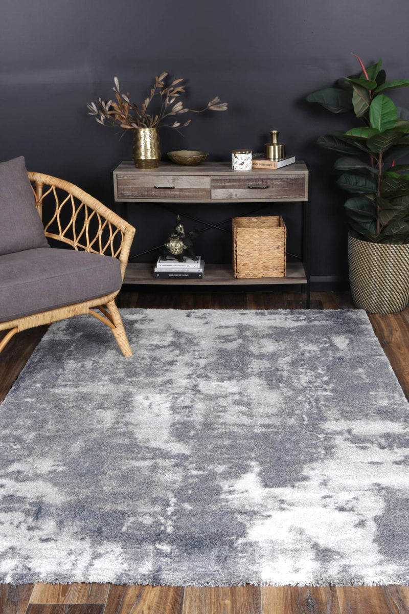 Yuzil Grey White Abstract Rug 160x230cm