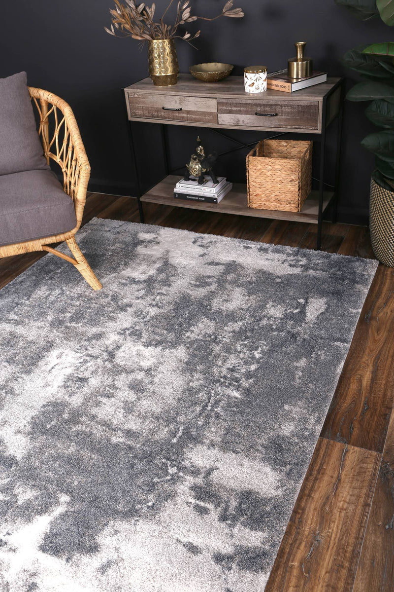 Yuzil Grey White Abstract Rug 160x230cm