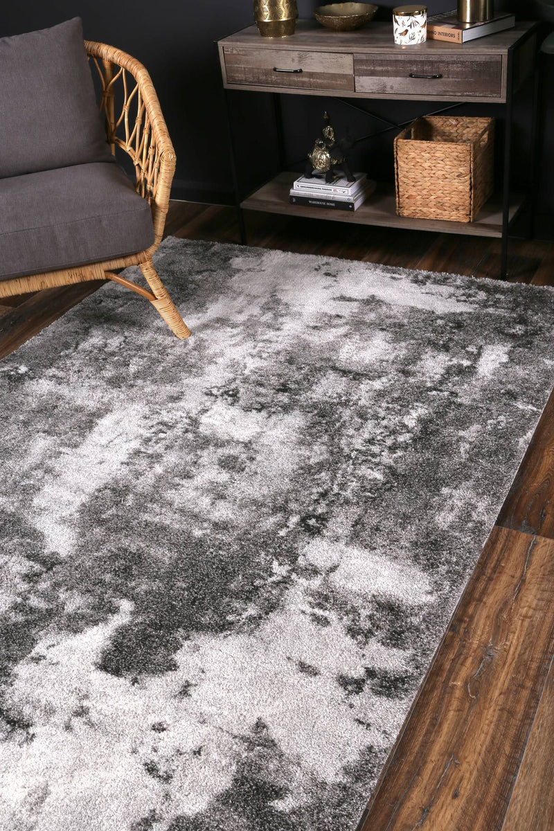 Yuzil White Grey Abstract Rug 160x230cm