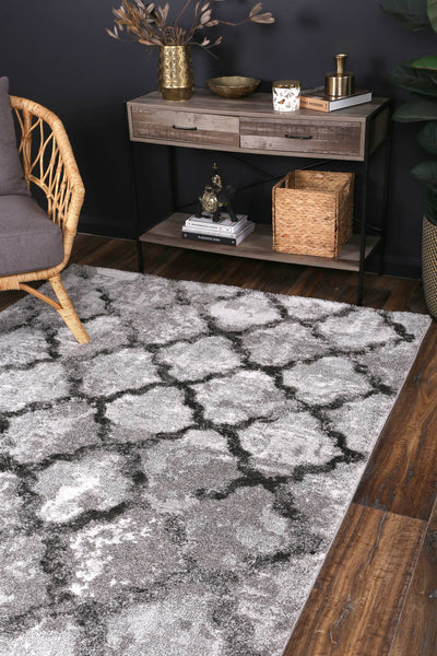 Yuzil Grey Lattice Rug 200x290cm