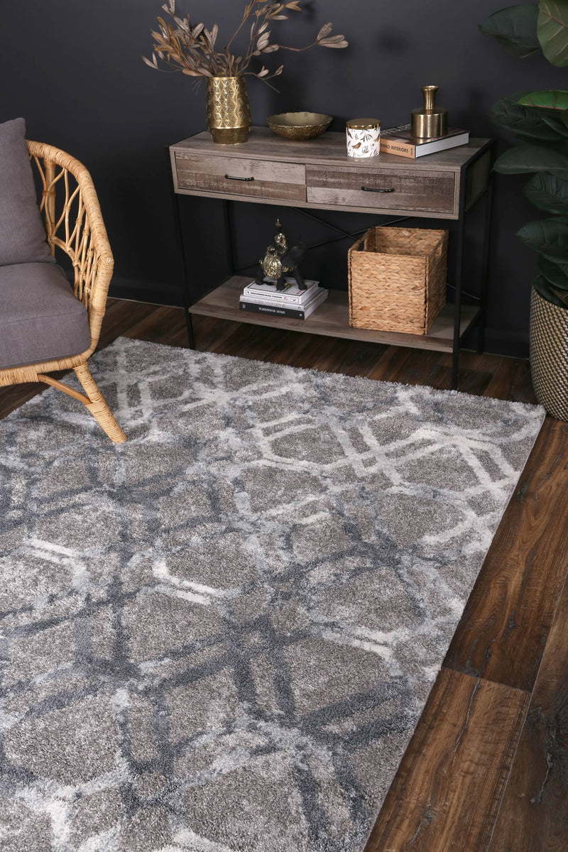 Yuzil Blue Lattice Rug 200x290cm