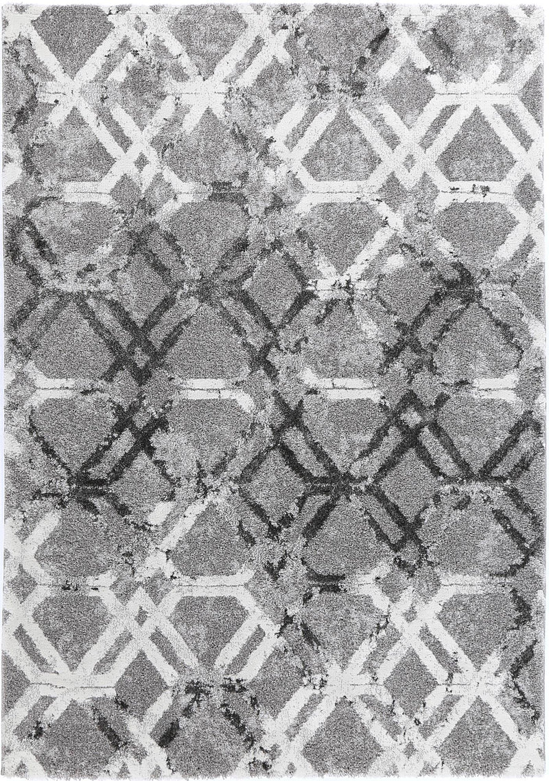 Yuzil Grey White Lattice Rug 240x330cm