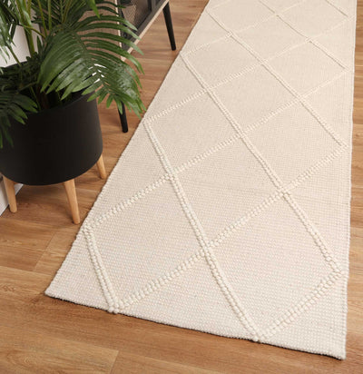 Leilani Diamond Braided Cream Rug 80x300cm