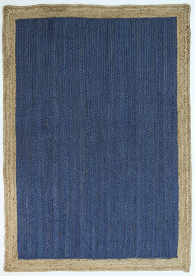 Hampton Navy Blue Centre Jute Rug 150x150cm Round