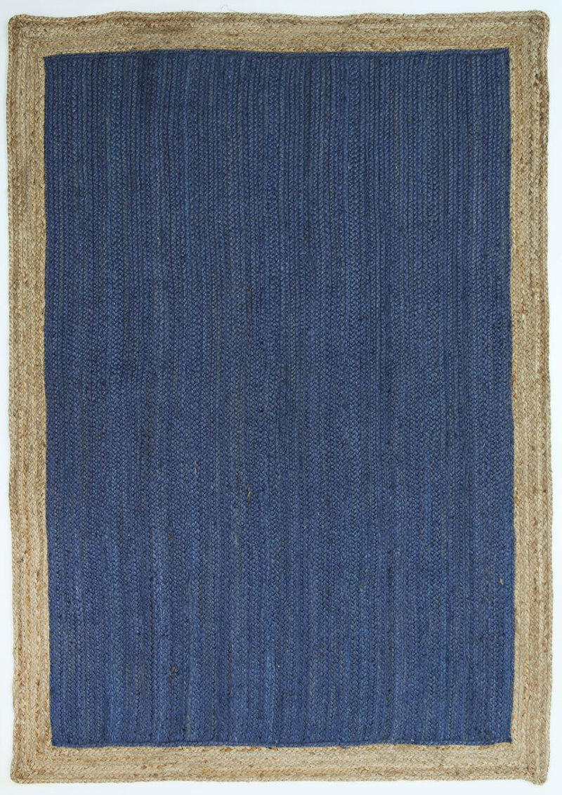 Hampton Navy Blue Centre Jute Rug 150x150cm Round