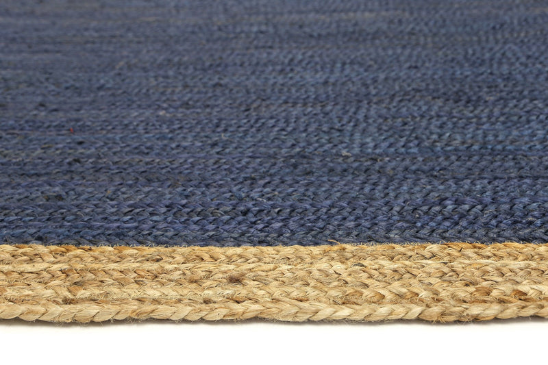 Hampton Navy Blue Centre Jute Rug 150x150cm Round