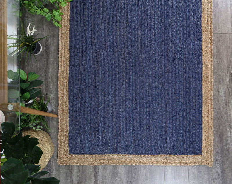 Hampton Navy Blue Centre Jute Rug 150x150cm Round