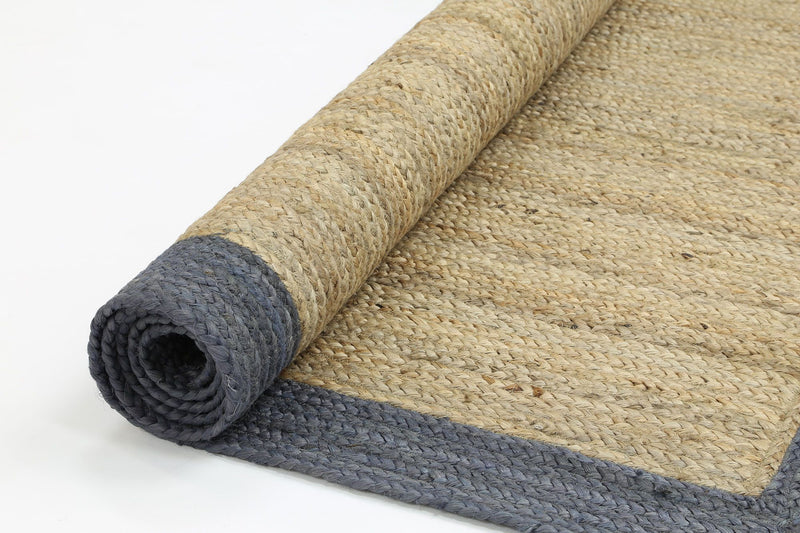 Hampton Grey Border Jute Rug 150x220cm