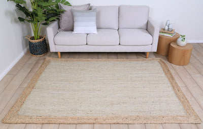 Hampton Light Pink Boarder Jute Rug 150x220cm