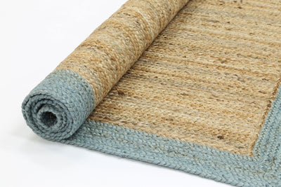 Hampton Blue Border Jute Rug 190x280cm