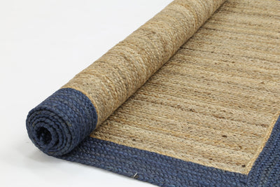 Hampton Navy Blue Border Jute Rug 190x280cm