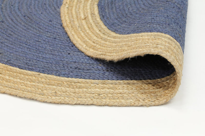 Hampton Navy Blue Centre Jute Rug 200x200cm Round