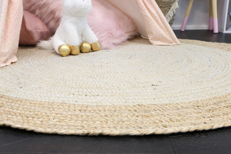 Hampton Light Pink Centre Jute Rug 200x200cm Round