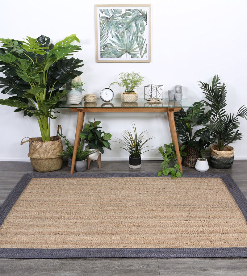 Hampton Grey Border Jute Rug 230x320cm